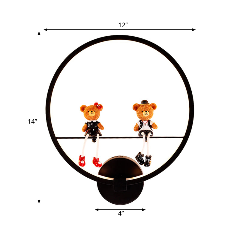Skørter | Contemporary Black Wall Lamp Ring Metal Sconces Light with Pop Deco for Children's Room