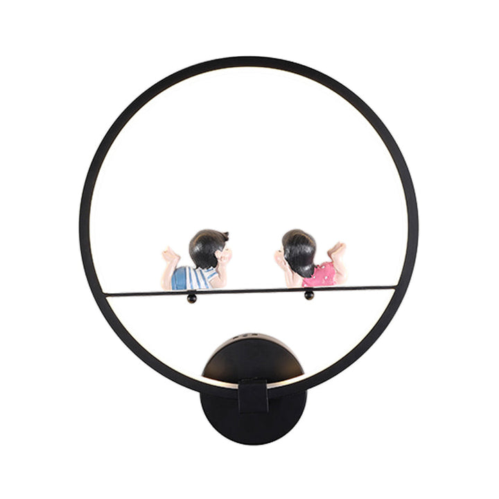 Skørter | Contemporary Black Wall Lamp Ring Metal Sconces Light with Pop Deco for Children's Room