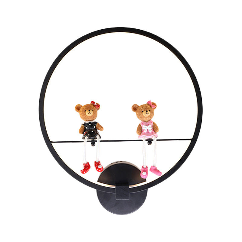 Skørter | Contemporary Black Wall Lamp Ring Metal Sconces Light with Pop Deco for Children's Room