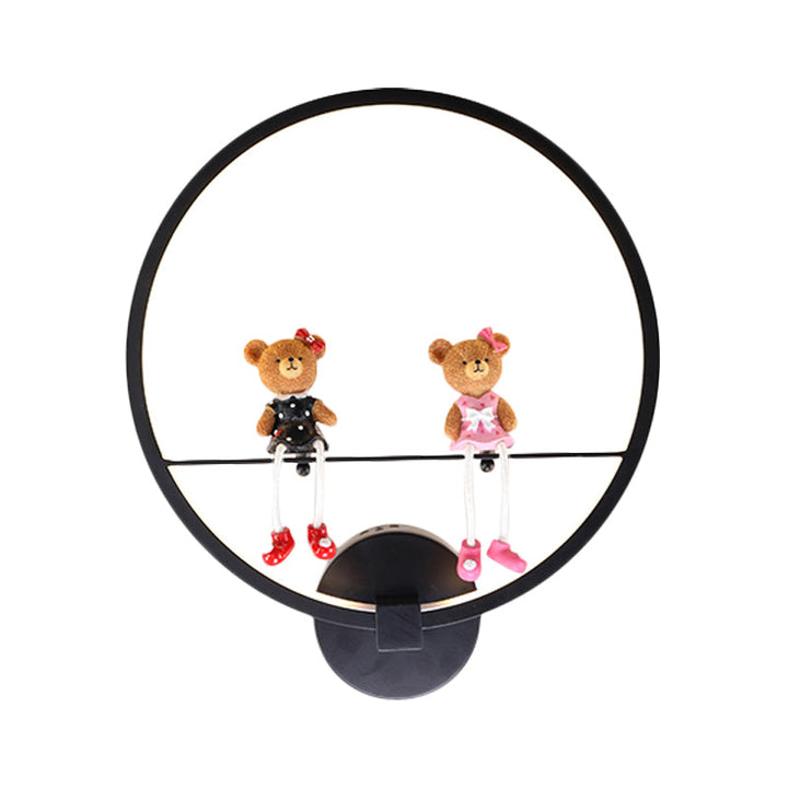 Skørter | Contemporary Black Wall Lamp Ring Metal Sconces Light with Pop Deco for Children's Room