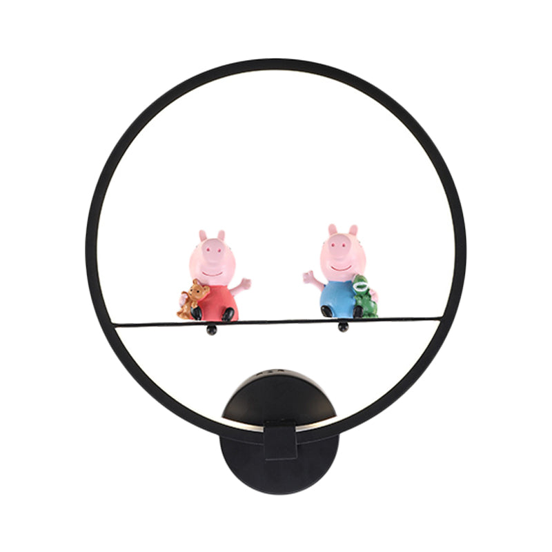Skørter | Contemporary Black Wall Lamp Ring Metal Sconces Light with Pop Deco for Children's Room