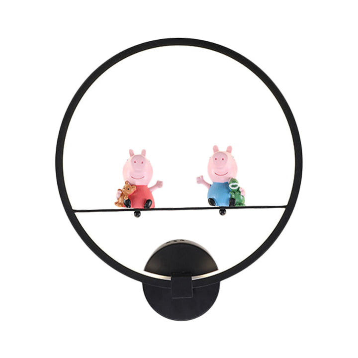 Skørter | Contemporary Black Wall Lamp Ring Metal Sconces Light with Pop Deco for Children's Room