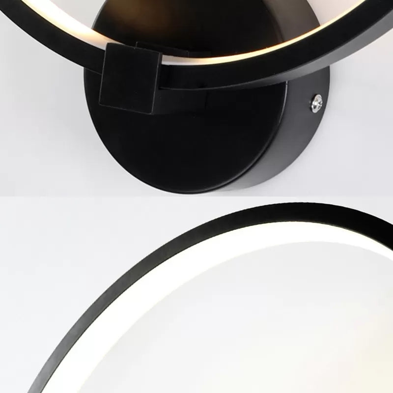 Skørter | Contemporary Black Wall Lamp Ring Metal Sconces Light with Pop Deco for Children's Room