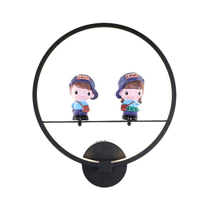 Skørter | Contemporary Black Wall Lamp Ring Metal Sconces Light with Pop Deco for Children's Room