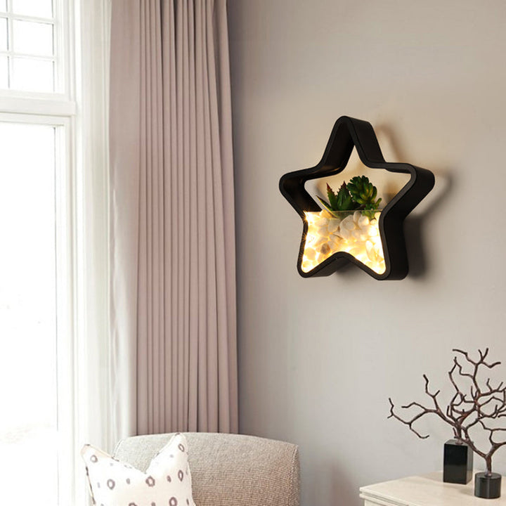 Skørter | Artificial Succulent Plants Wall Lamp Metal Stone Modern Creative Wall Lamp in Black for Bedroom