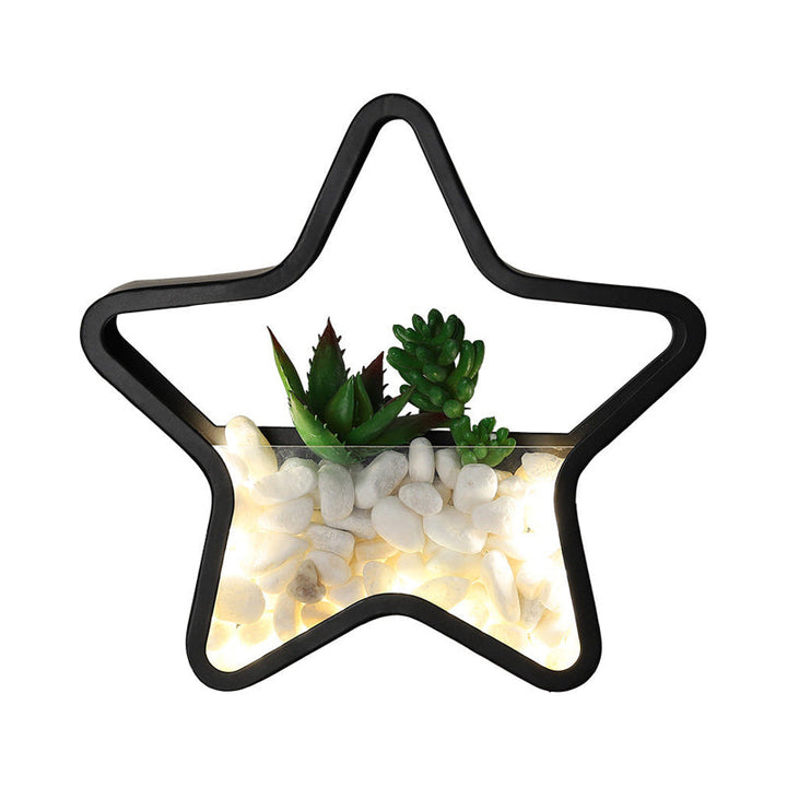 Skørter | Artificial Succulent Plants Wall Lamp Metal Stone Modern Creative Wall Lamp in Black for Bedroom