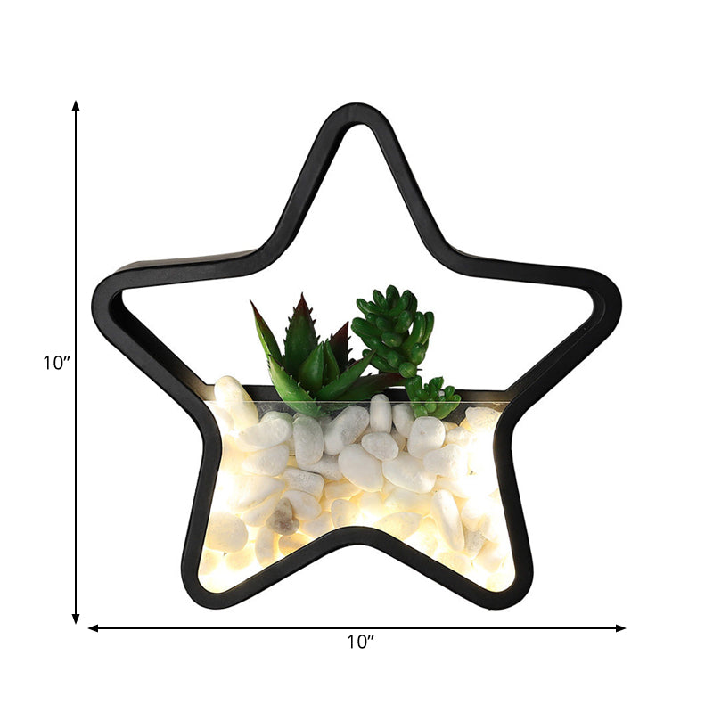 Skørter | Artificial Succulent Plants Wall Lamp Metal Stone Modern Creative Wall Lamp in Black for Bedroom