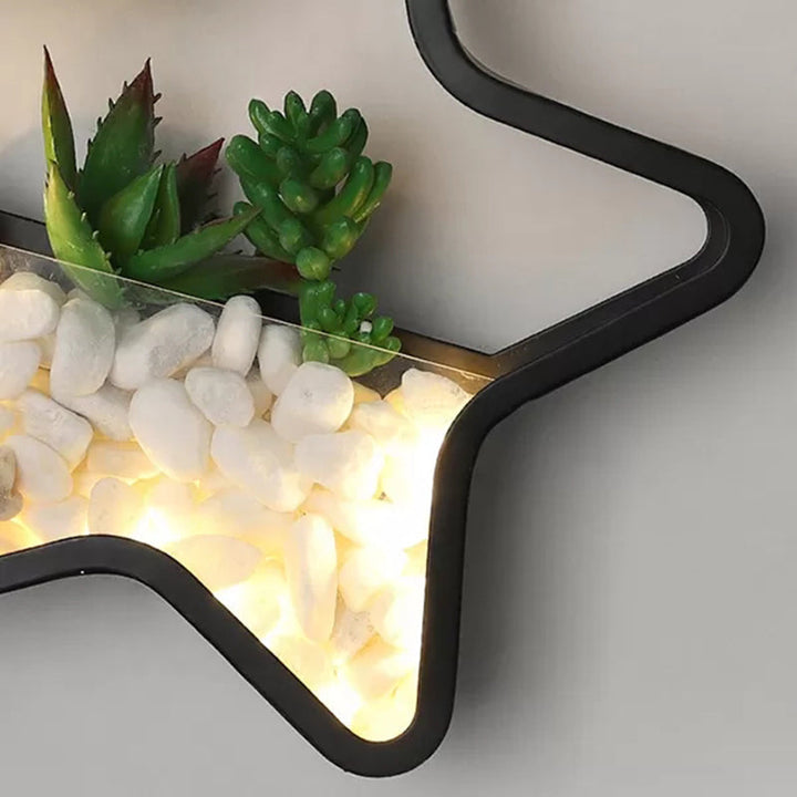 Skørter | Artificial Succulent Plants Wall Lamp Metal Stone Modern Creative Wall Lamp in Black for Bedroom