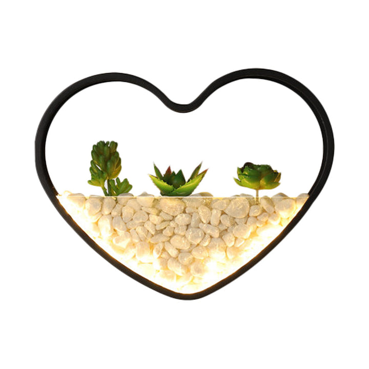 Skørter | Artificial Succulent Plants Wall Lamp Metal Stone Modern Creative Wall Lamp in Black for Bedroom