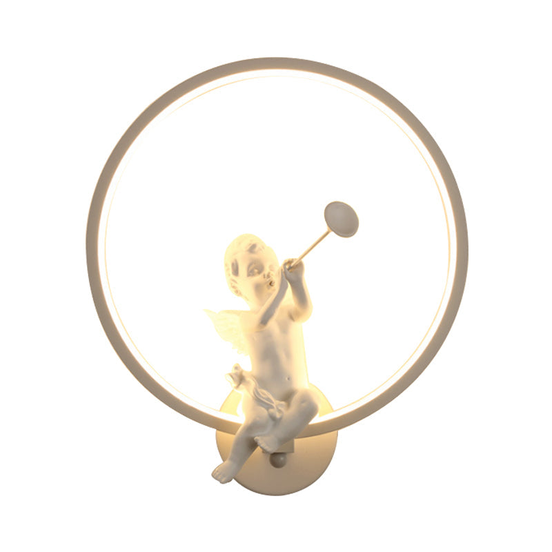 Skørter | Modern White Wall Lamp with Angel Boy Ring Acrylic LED Wall Light for Stairs