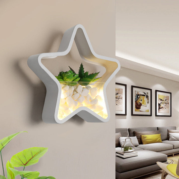 Skørter | Children's Room Artificial Succulent Wall Light Metal Stone Contemporary White Wall Lamp