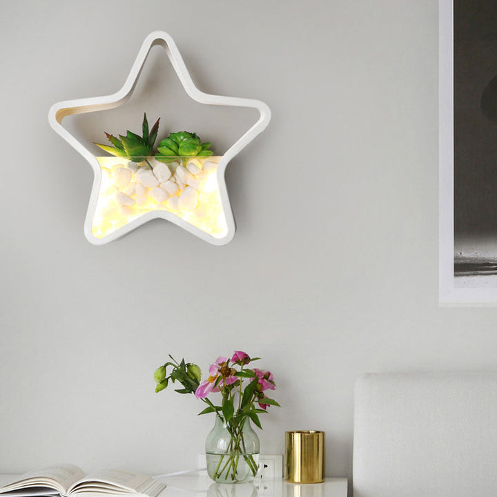 Skørter | Children's Room Artificial Succulent Wall Light Metal Stone Contemporary White Wall Lamp