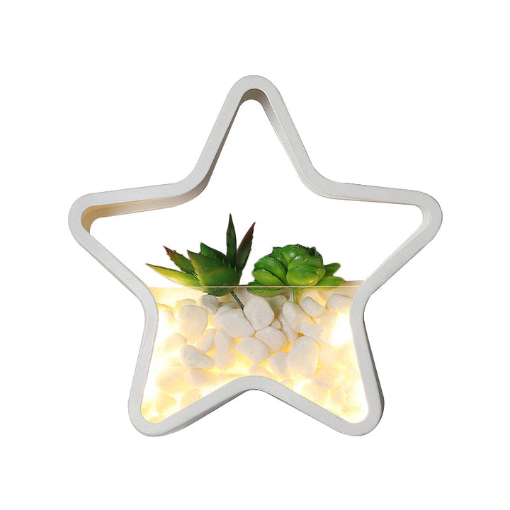 Skørter | Children's Room Artificial Succulent Wall Light Metal Stone Contemporary White Wall Lamp
