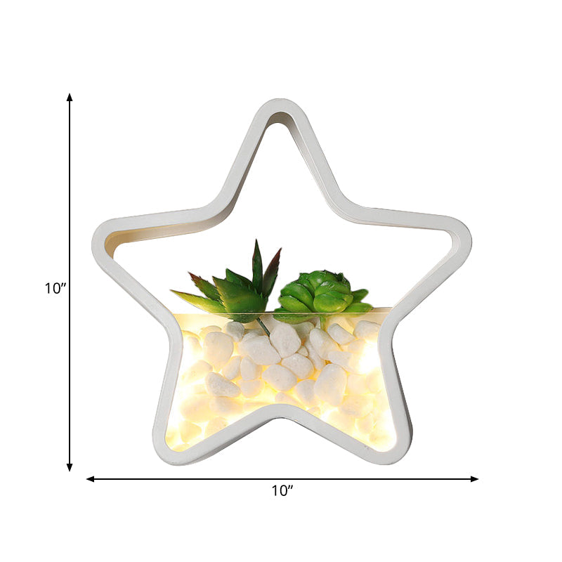Skørter | Children's Room Artificial Succulent Wall Light Metal Stone Contemporary White Wall Lamp
