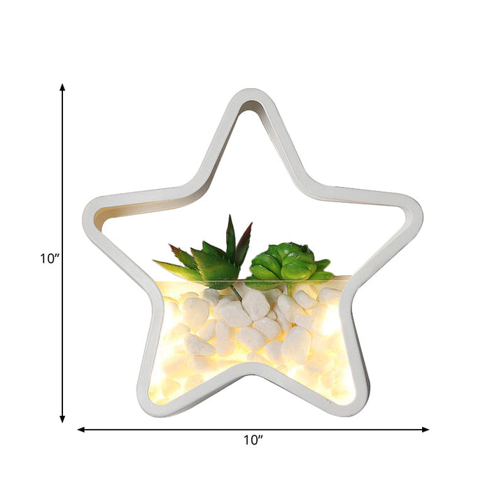 Skørter | Children's Room Artificial Succulent Wall Light Metal Stone Contemporary White Wall Lamp