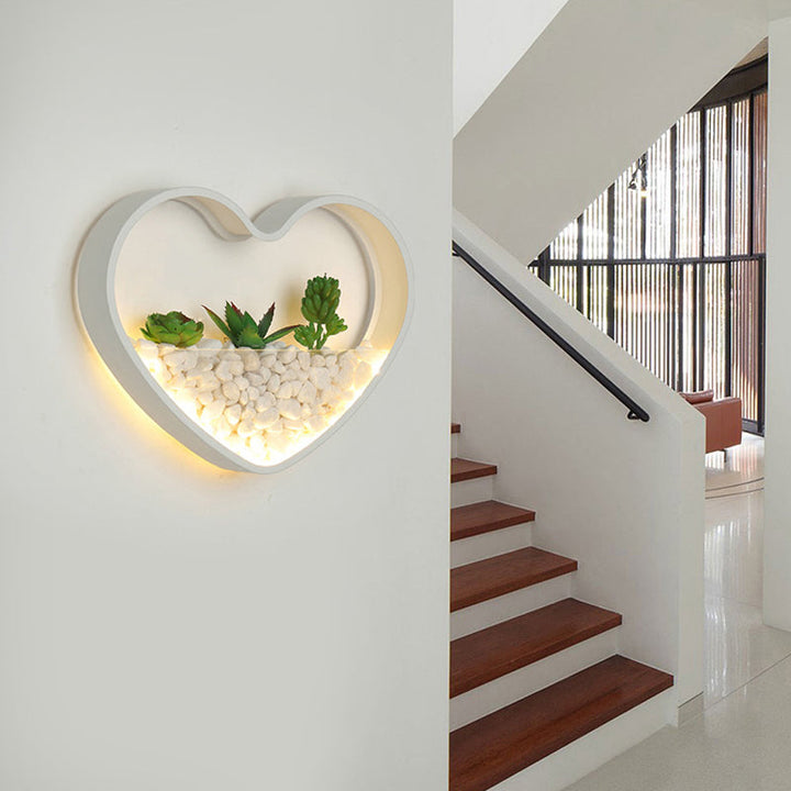Skørter | Children's Room Artificial Succulent Wall Light Metal Stone Contemporary White Wall Lamp