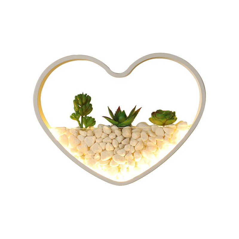 Skørter | Children's Room Artificial Succulent Wall Light Metal Stone Contemporary White Wall Lamp