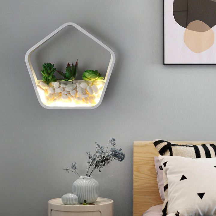 Skørter | Children's Room Artificial Succulent Wall Light Metal Stone Contemporary White Wall Lamp