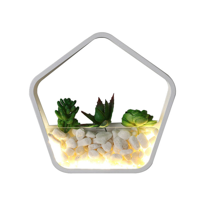 Skørter | Children's Room Artificial Succulent Wall Light Metal Stone Contemporary White Wall Lamp