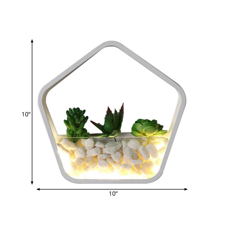 Skørter | Children's Room Artificial Succulent Wall Light Metal Stone Contemporary White Wall Lamp