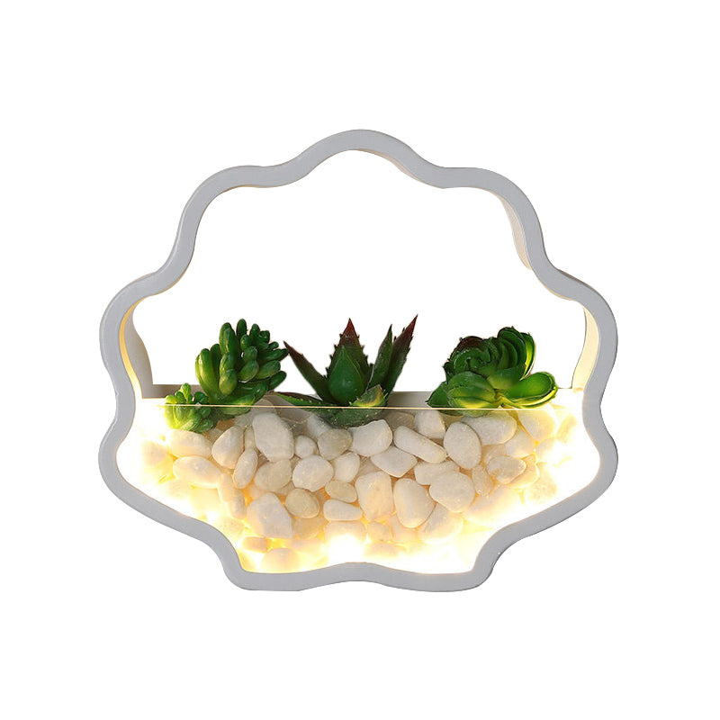 Skørter | Children's Room Artificial Succulent Wall Light Metal Stone Contemporary White Wall Lamp