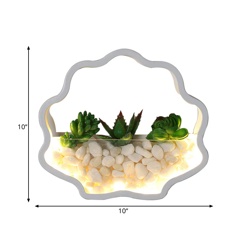 Skørter | Children's Room Artificial Succulent Wall Light Metal Stone Contemporary White Wall Lamp
