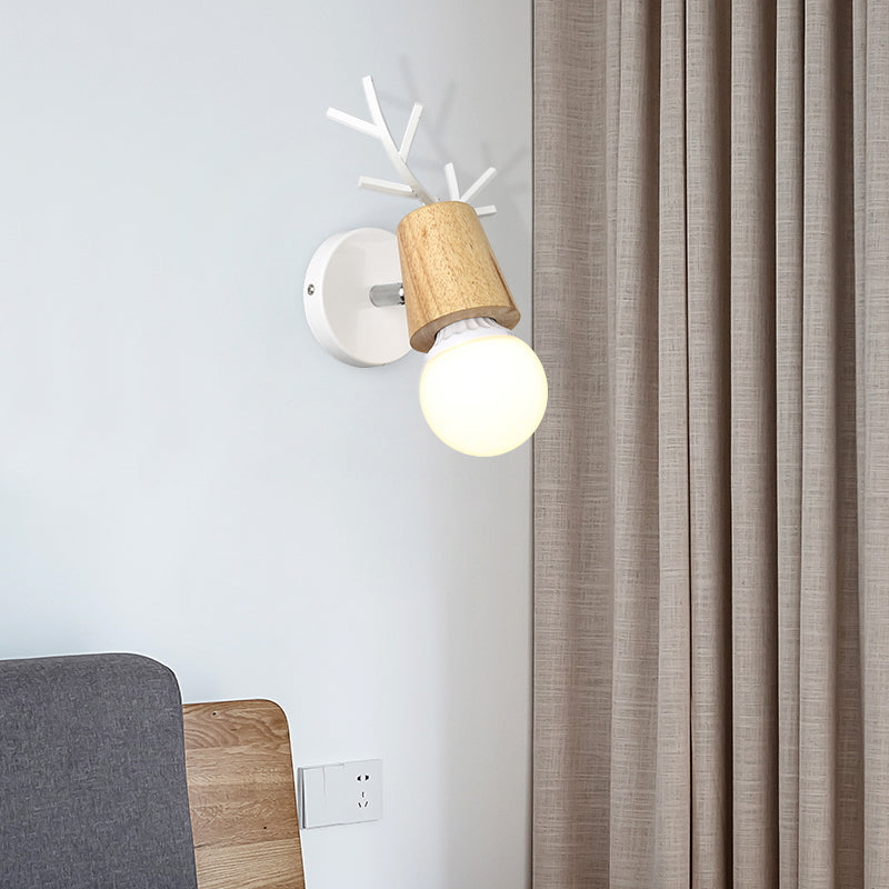 Skørter | Study Room Reindeer Antler Wall Lamp Metal 1 Head Rustic Style White Wall Sconce
