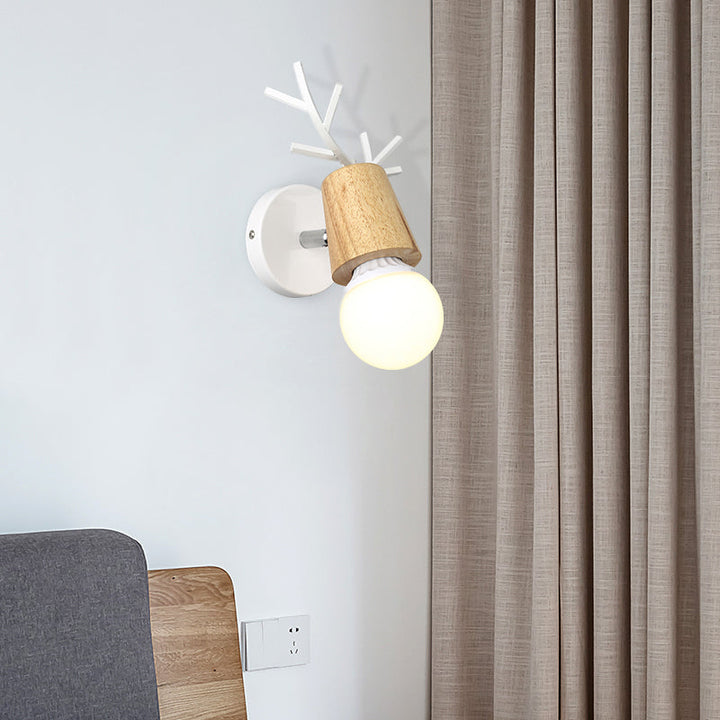 Skørter | Study Room Reindeer Antler Wall Lamp Metal 1 Head Rustic Style White Wall Sconce