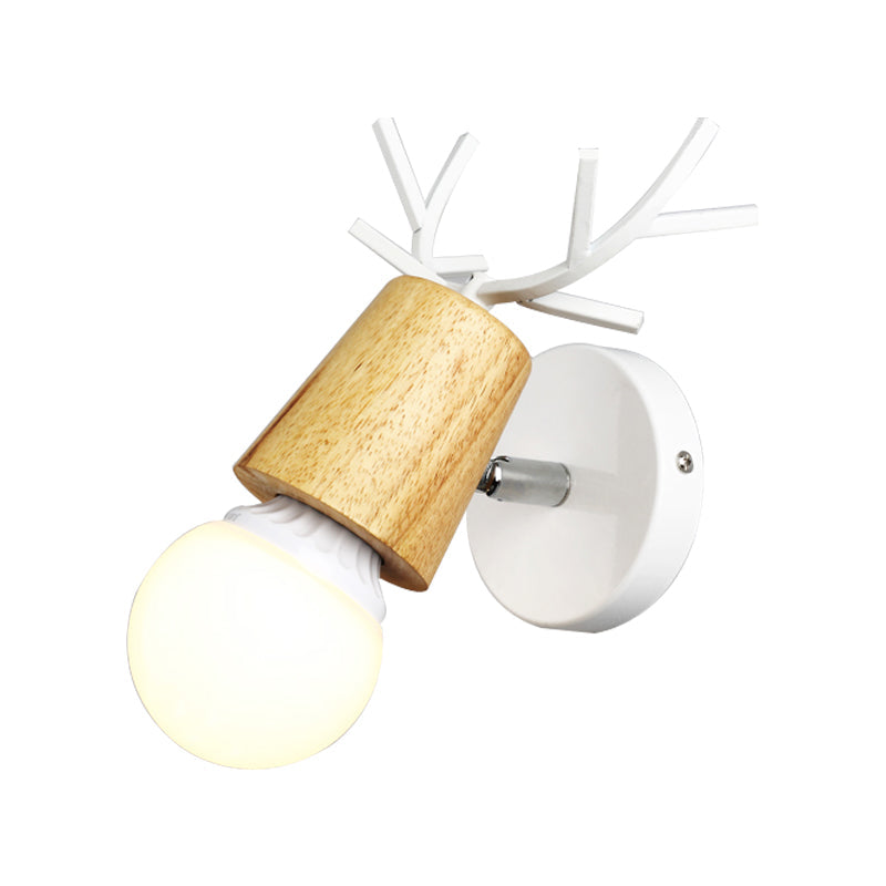 Skørter | Study Room Reindeer Antler Wall Lamp Metal 1 Head Rustic Style White Wall Sconce