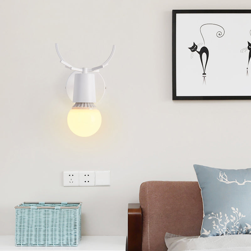 Skørter | Study Room Reindeer Antler Wall Lamp Metal 1 Head Rustic Style White Wall Sconce