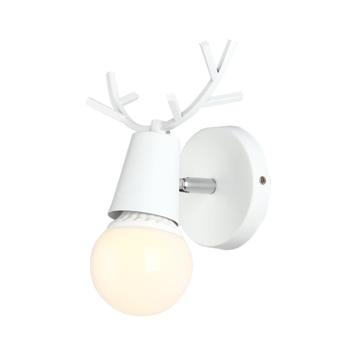 Skørter | Study Room Reindeer Antler Wall Lamp Metal 1 Head Rustic Style White Wall Sconce