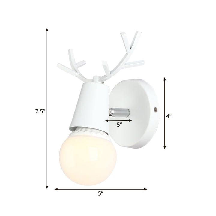 Skørter | Study Room Reindeer Antler Wall Lamp Metal 1 Head Rustic Style White Wall Sconce