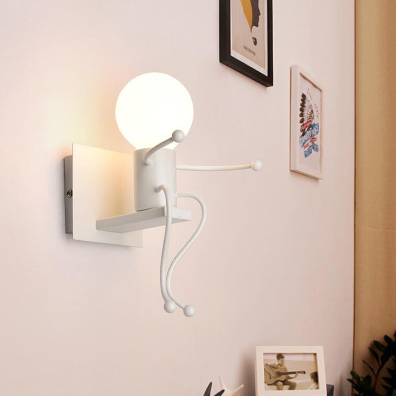 Skørter | Kids Wall Light White Robot Shape A Light Metal Wall Lamp for Staircase Foyer