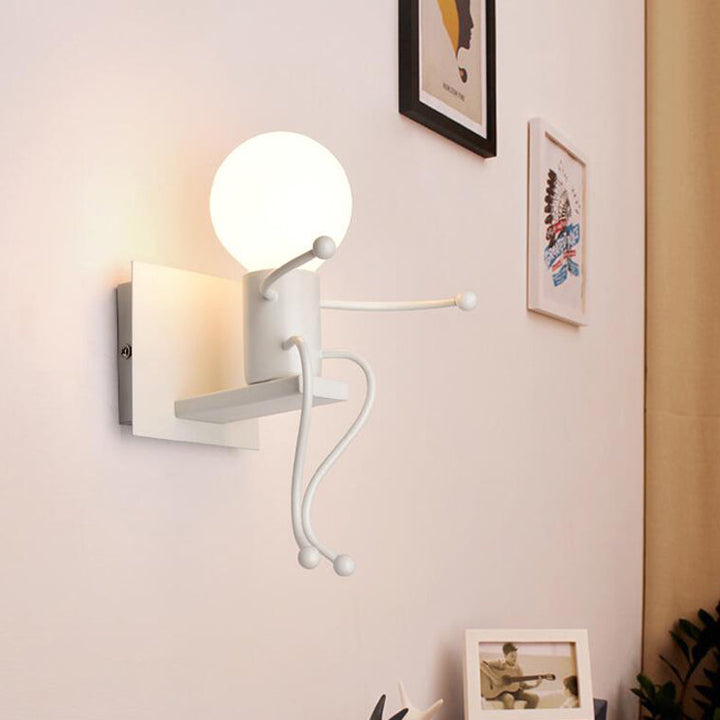 Skørter | Kids Wall Light White Robot Shape A Light Metal Wall Lamp for Staircase Foyer