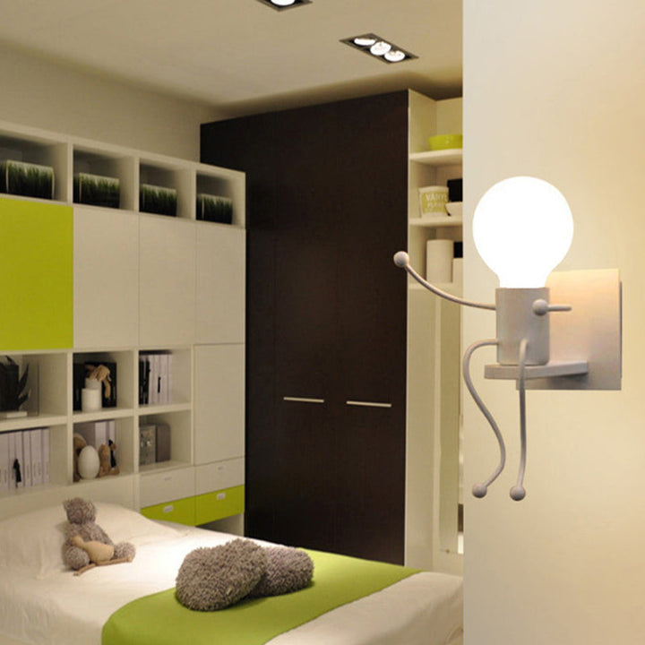 Skørter | Kids Wall Light White Robot Shape A Light Metal Wall Lamp for Staircase Foyer