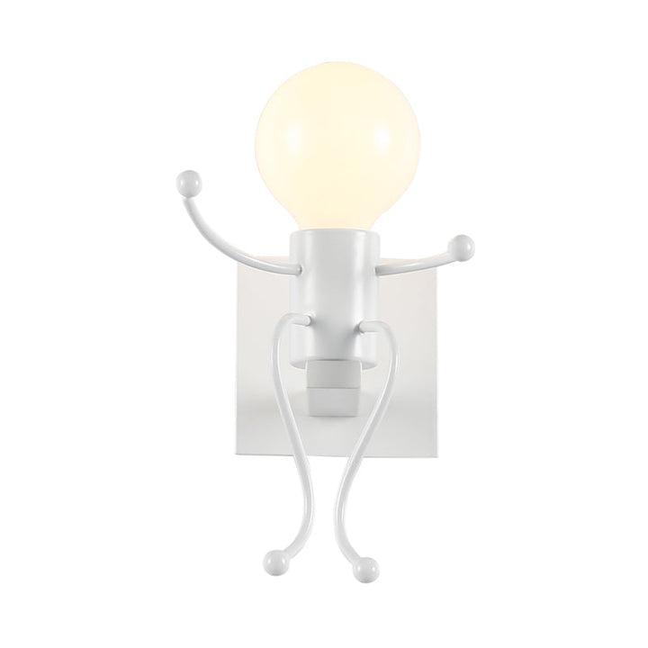 Skørter | Kids Wall Light White Robot Shape A Light Metal Wall Lamp for Staircase Foyer