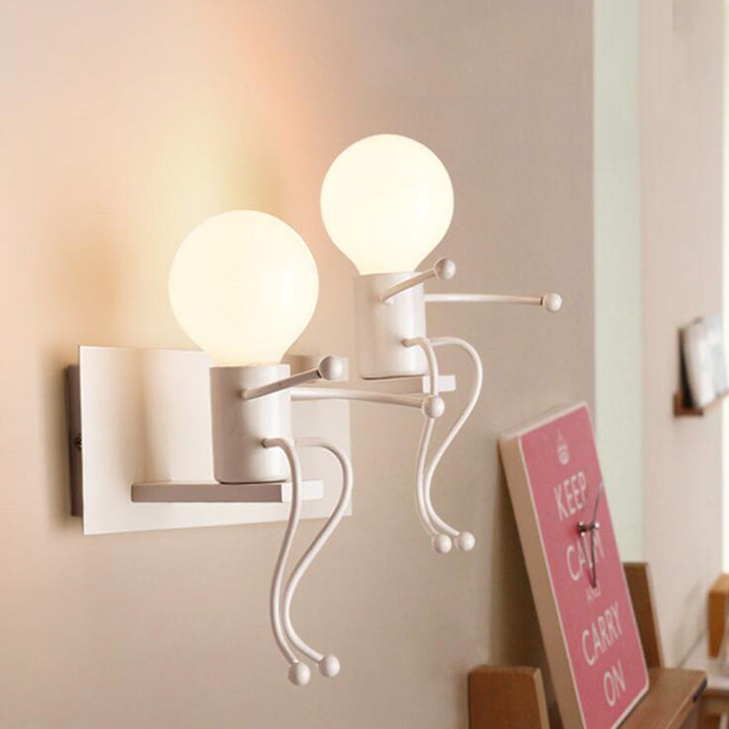 Skørter | Kids Wall Light White Robot Shape A Light Metal Wall Lamp for Staircase Foyer
