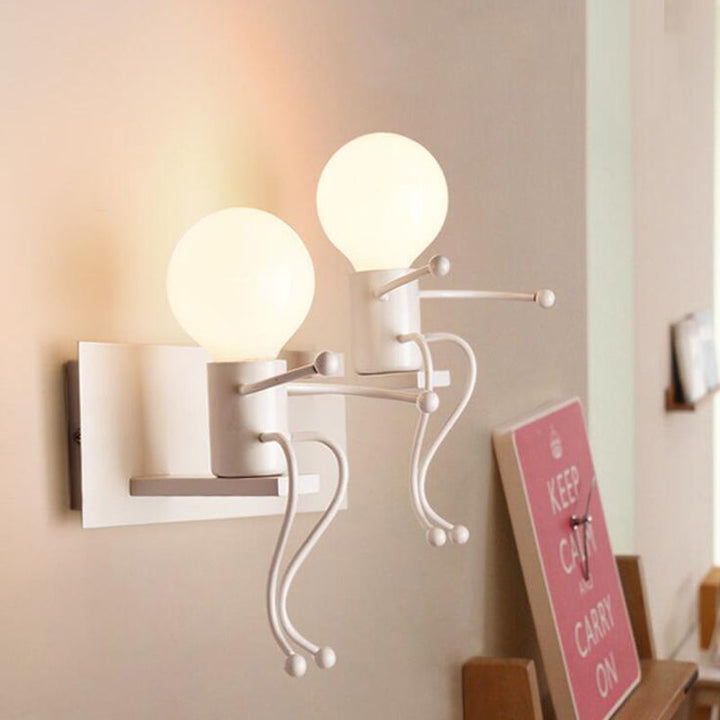 Skørter | Kids Wall Light White Robot Shape A Light Metal Wall Lamp for Staircase Foyer