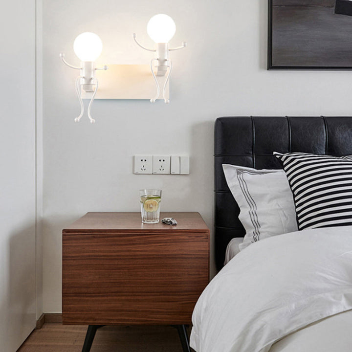 Skørter | Kids Wall Light White Robot Shape A Light Metal Wall Lamp for Staircase Foyer
