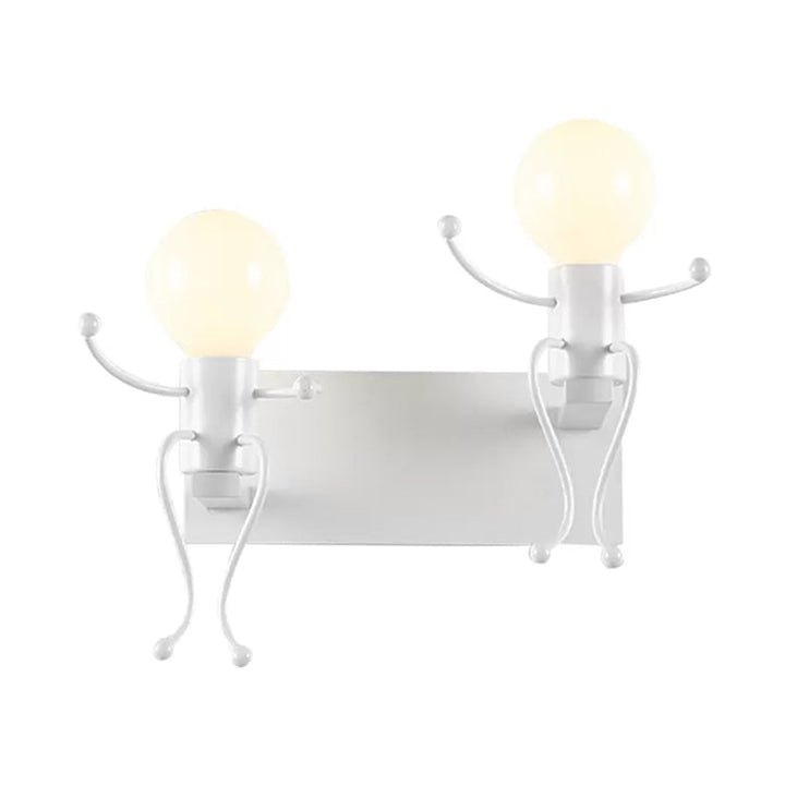 Skørter | Kids Wall Light White Robot Shape A Light Metal Wall Lamp for Staircase Foyer