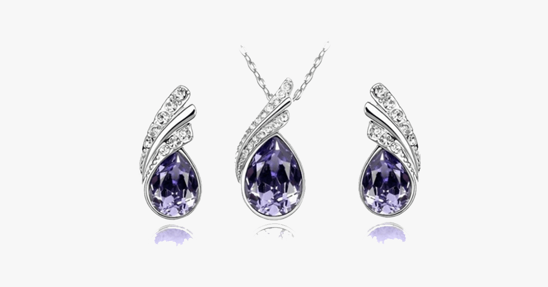 Lisslune | Angle Tear Drop Austrian Crystal Pendant & Earring Set – A Unique and Stylish Addition to Your Collection