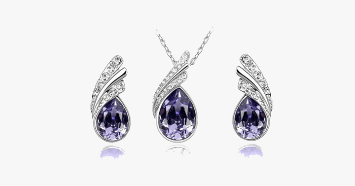 Lisslune | Angle Tear Drop Austrian Crystal Pendant & Earring Set – A Unique and Stylish Addition to Your Collection
