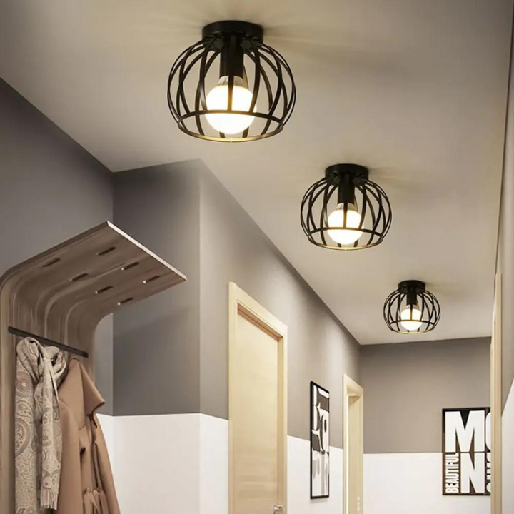 Lisslune | Modern Loft-style Ceiling Lamp with Open Cage Design