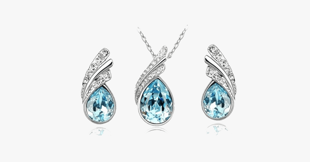 Lisslune | Angle Tear Drop Austrian Crystal Pendant & Earring Set – A Unique and Stylish Addition to Your Collection