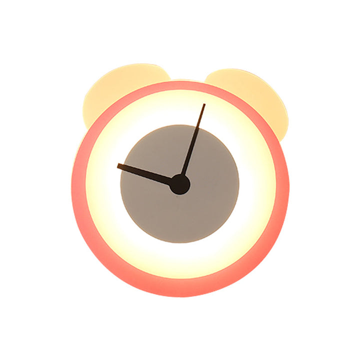 Skørter | Cartoon Pink Wall Sconce Clock Bear Acrylic Wall Lamp for Girls Bedroom Living Room