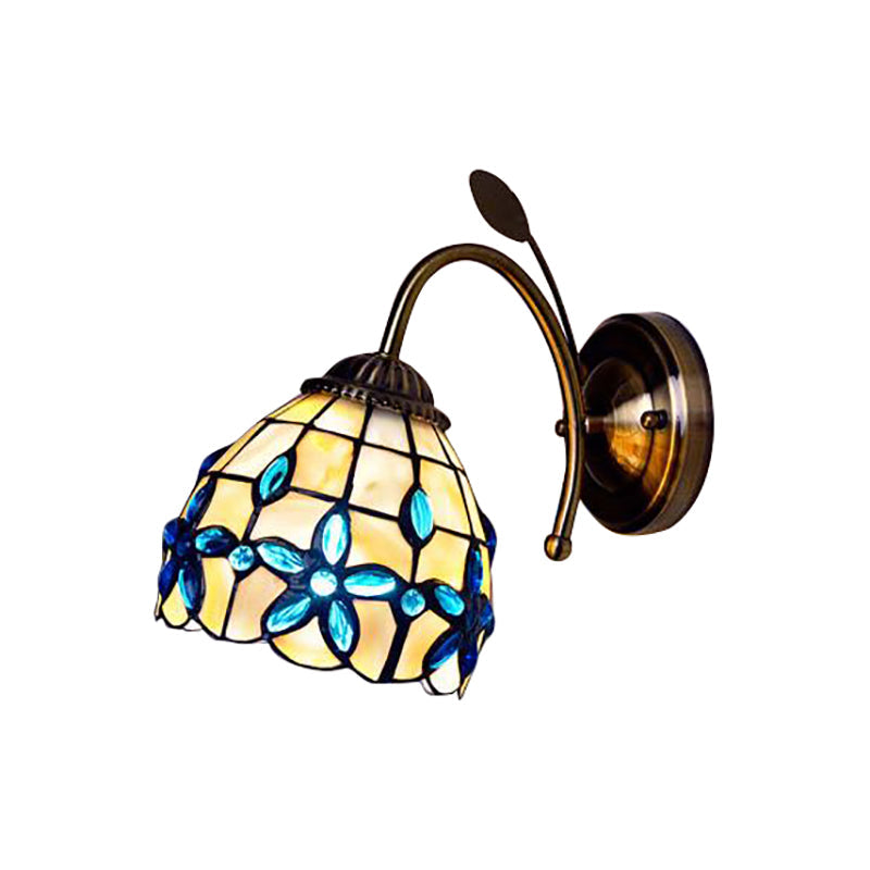 Skørter | Shell Blossom Wall Lamp with Leaf Single Bulb Tiffany Wall Lamp for the Study Room