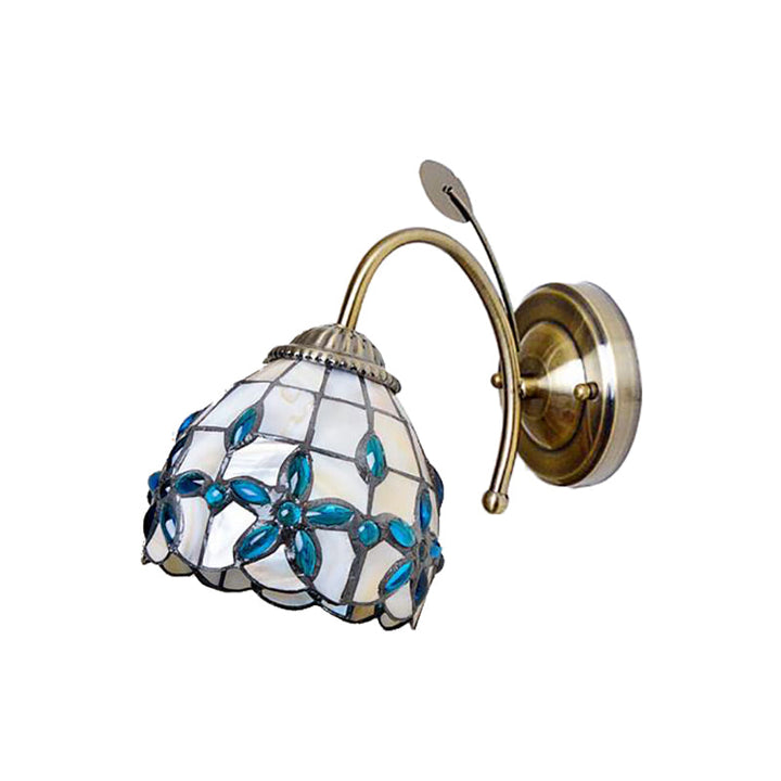 Skørter | Shell Blossom Wall Lamp with Leaf Single Bulb Tiffany Wall Lamp for the Study Room