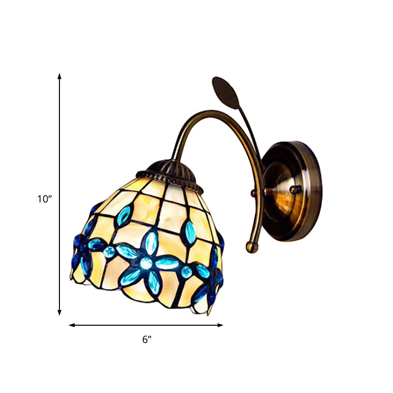Skørter | Shell Blossom Wall Lamp with Leaf Single Bulb Tiffany Wall Lamp for the Study Room
