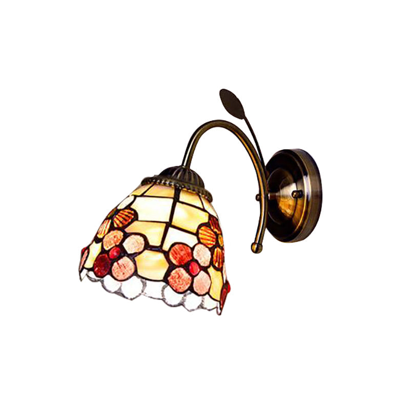 Skørter | Shell Blossom Wall Lamp with Leaf Single Bulb Tiffany Wall Lamp for the Study Room