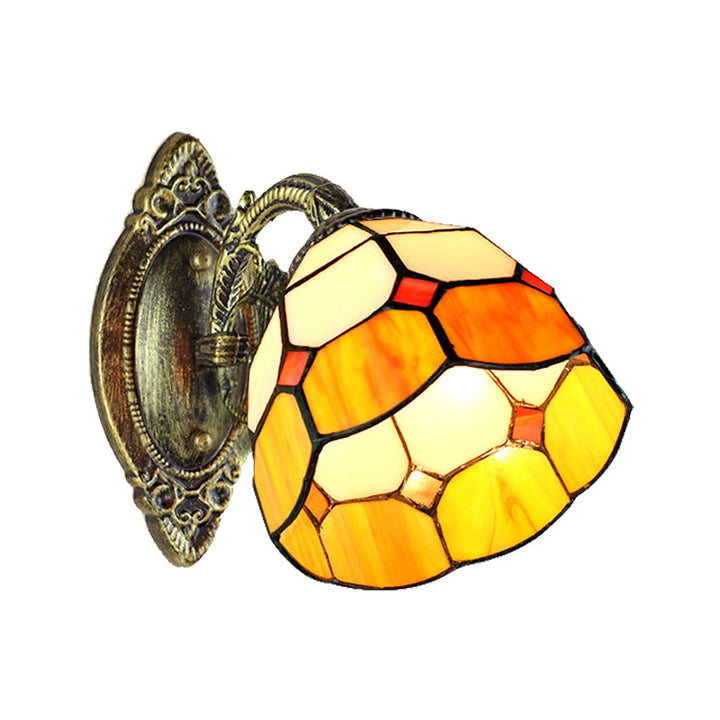 Lisslune | Arched Wall Light Tiffany Stained Glass 1 Head Wall Light Lamp Mounting in Yellow